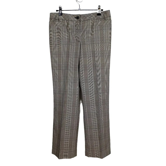 Worthington Petite Stretch Tan Tartan Plaid Trousers  Size 8P - Picture 1 of 9